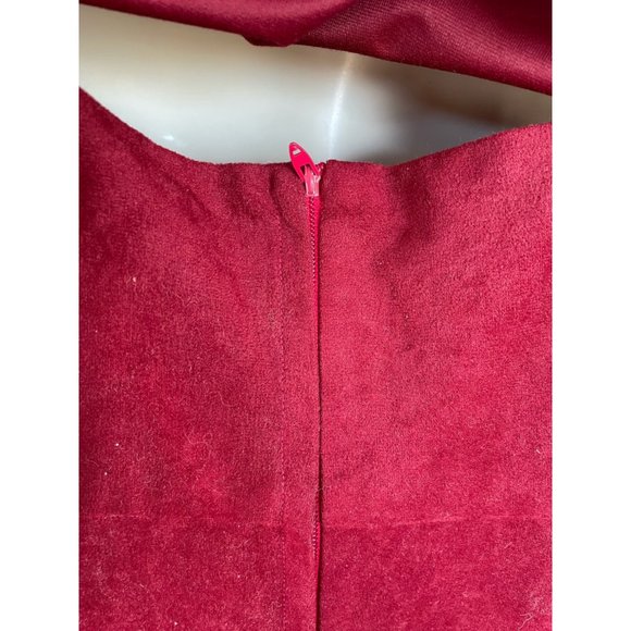 Vintage 1970s Burgundy red Maxi Dress with jacket Faux suede look - Picture 8 of 11